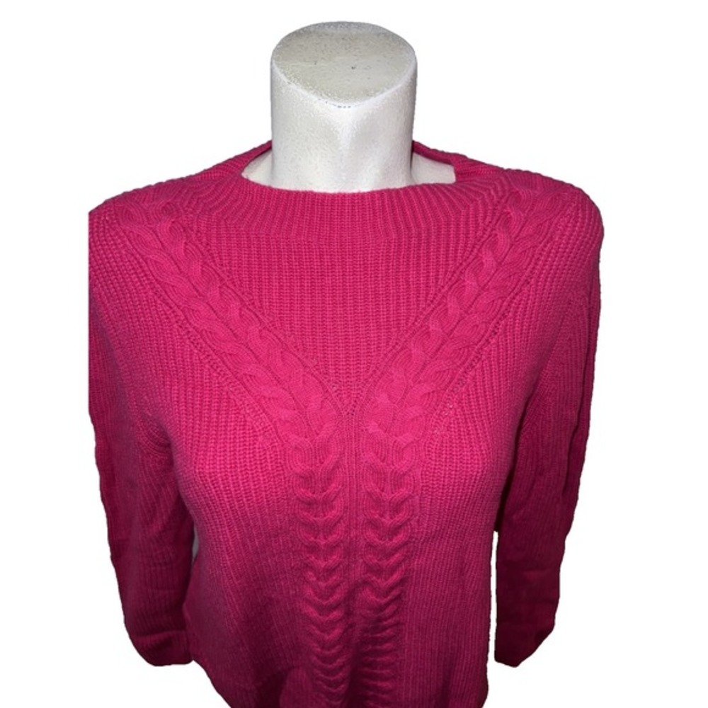 New Talbots Petite Sweater Cable Knit Lambswool Pullover Women's Sz XLP Pink NWT - Picture 2 of 8